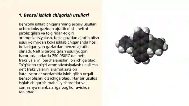 Yuvish vositalarini ishlab chiqarishda foydalaniladigan turli aromatik uglevodorodlarni ishlab chiqarish 3