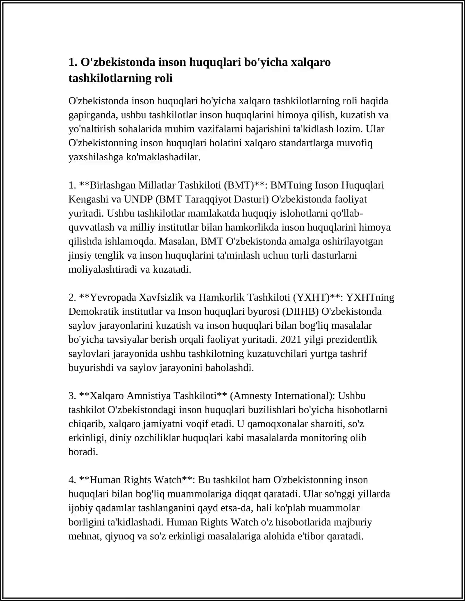 Oʻzbekistonda inson huquqlariga qaratilgan etirof 3