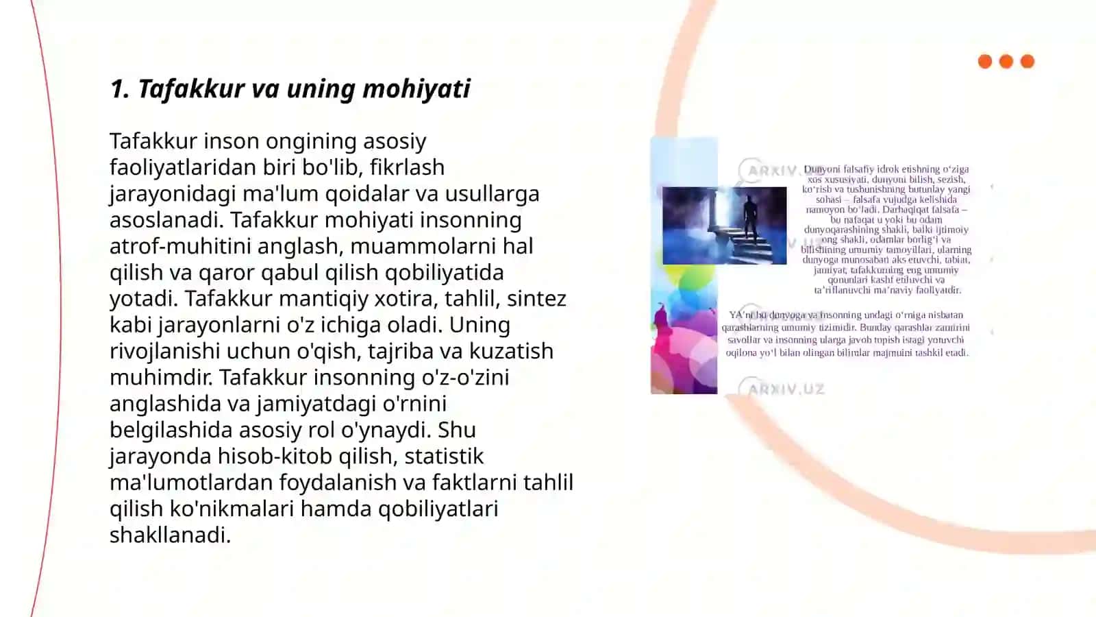 Tafakkur. Tafakkur borasidagi psixologik ta'limotlar 3