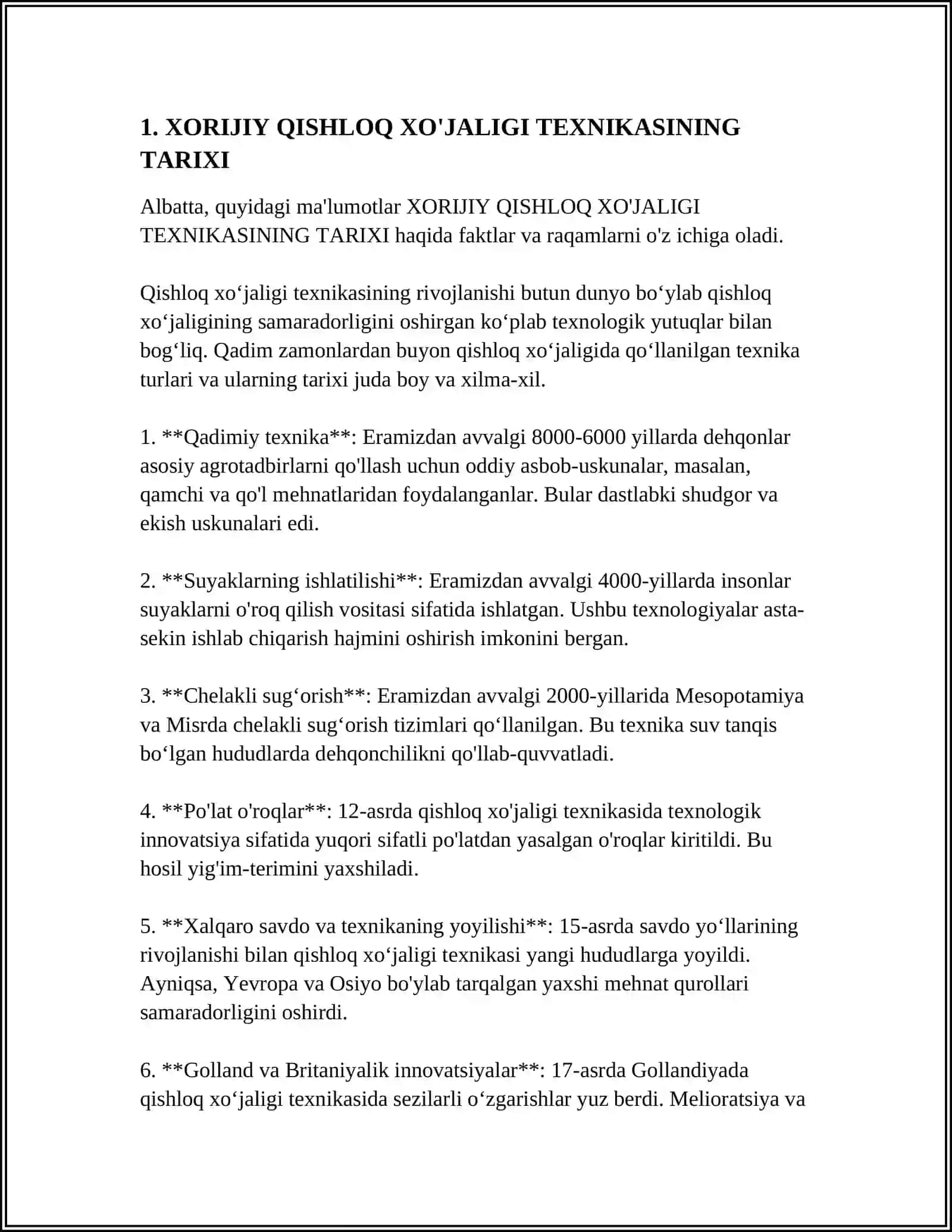 XORIJIY QISHLOQ XO'JALIGI TEXNIKASINING TARIXI 3
