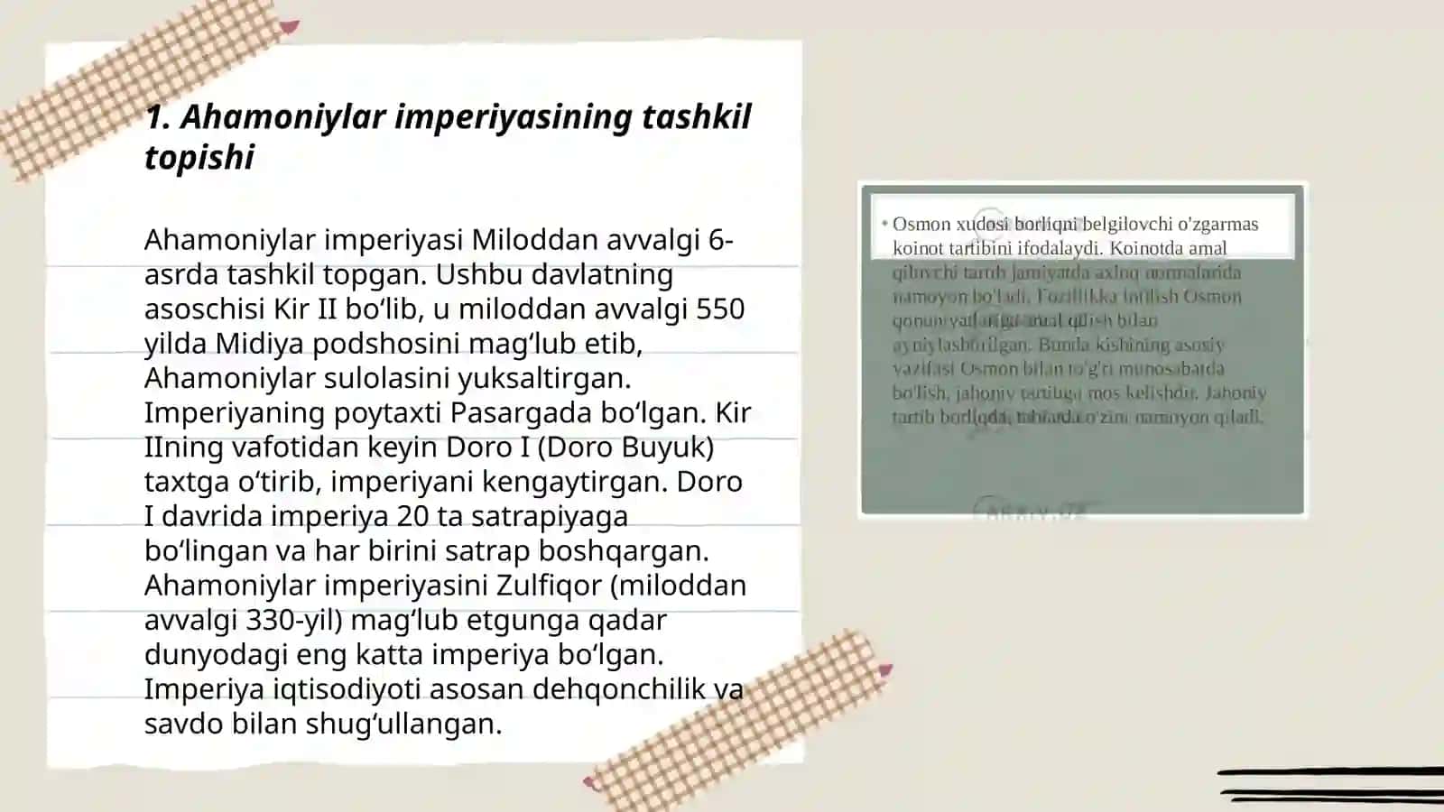 Qadimgi Eron Ahamoniylar davlati Qadimgi Eron dini va madaniyati 3