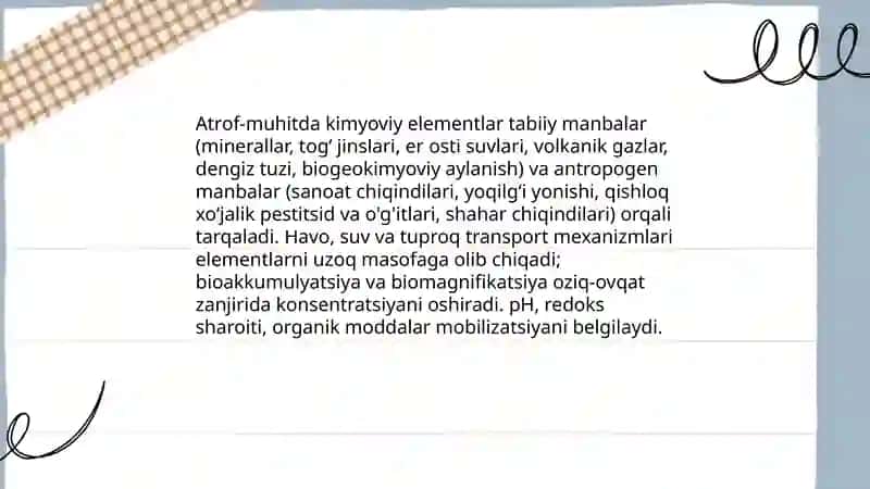 Atrof- muhit va inson organizmidagi kimyoviy elementlar 3