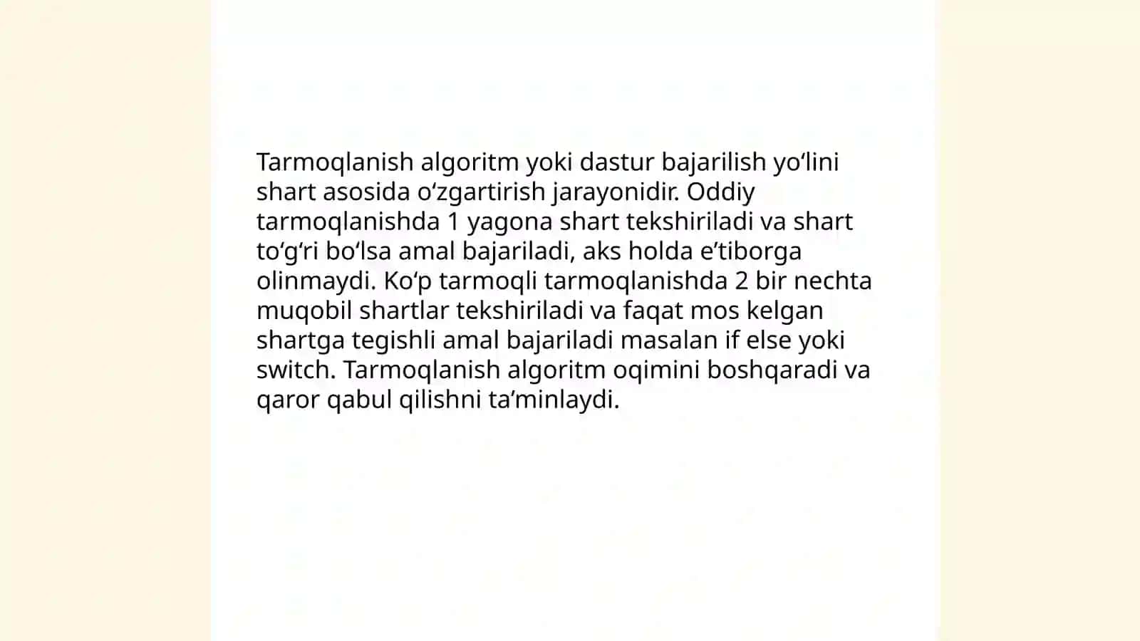 Tarmoqlanuvchi jarayonlarni tashkil etish (Algoritm va dastur) 3