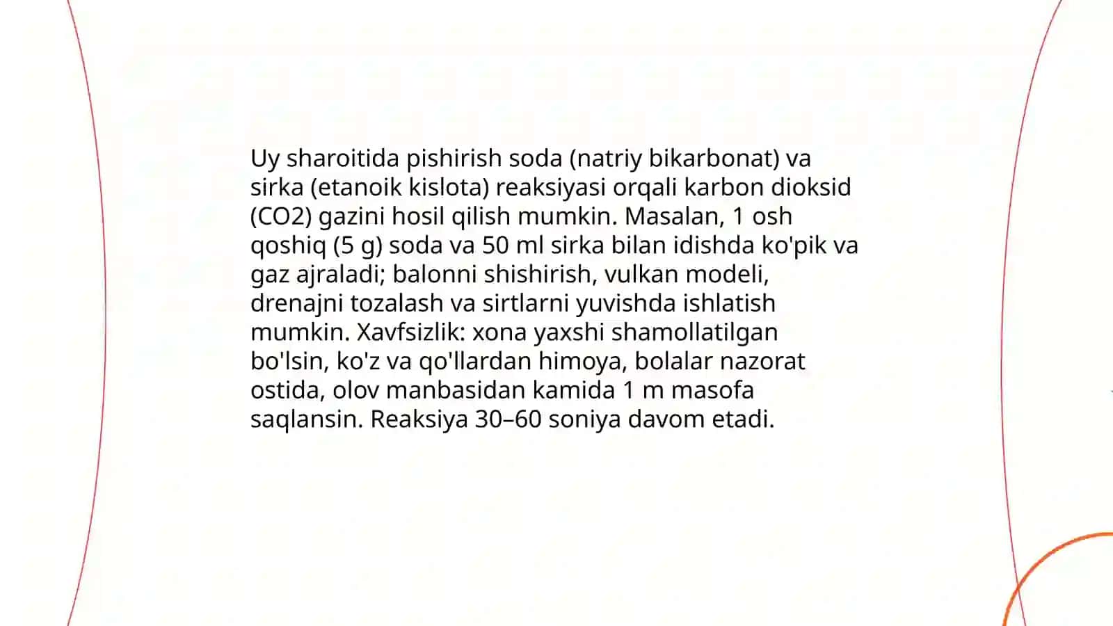 Uy sharoitida kimyoviy reaksiya san foydalanish 3