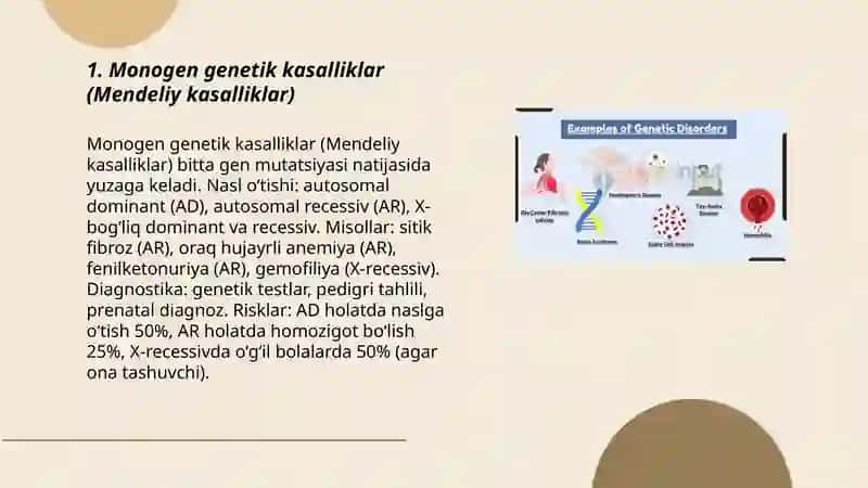 Monogen genetik kasalliklar (Mendeliy kasalliklar) 3