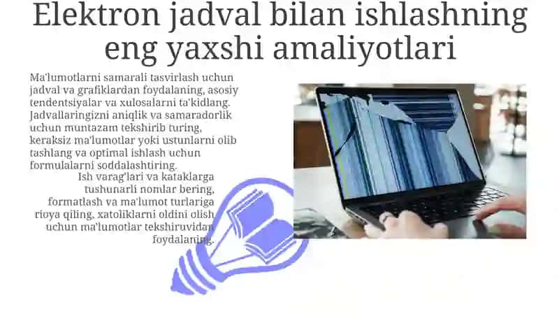 Elektron jadval bilan ishlashning eng yaxshi amaliyotlari 3