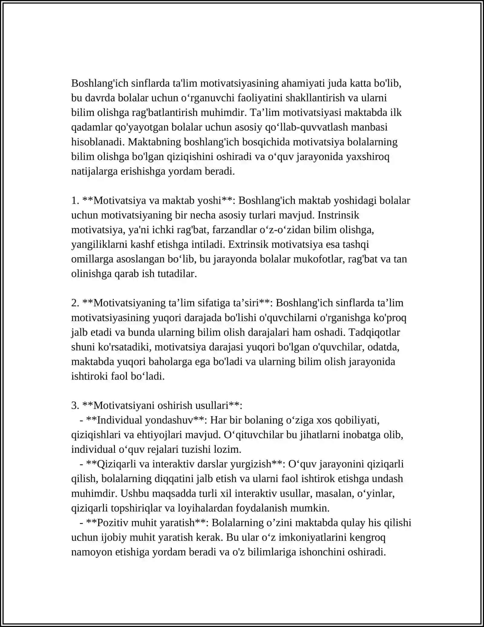 BOSHLANGICH SINF OQUVCHILARIDA MUAFFAQIYATGA ERISHISHGA INTILISH MOTIVNI SHAXSNING USTUVOR XUSUSIYATI SIFATIDA 3