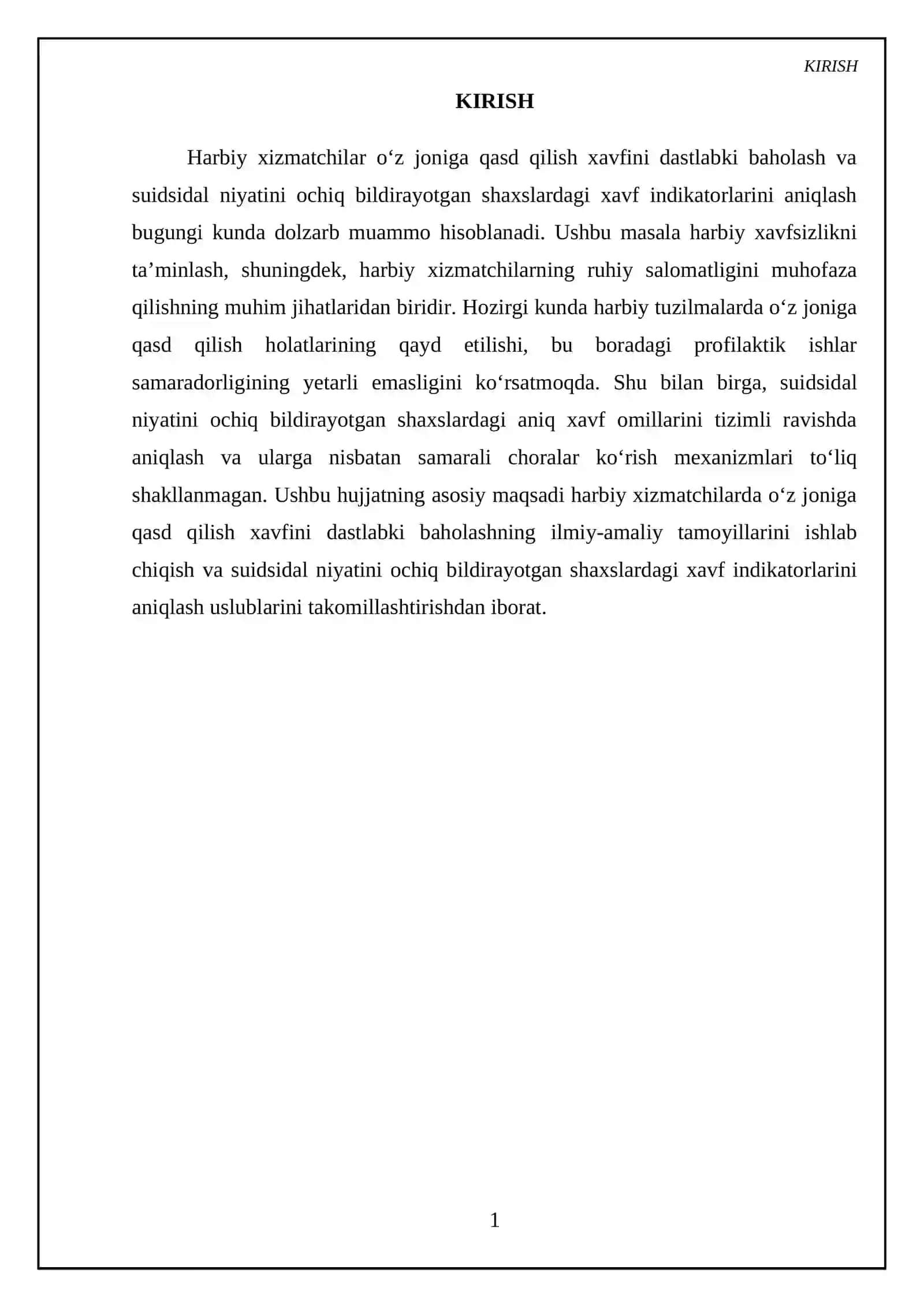 Harbiy xizmatchilarda oʻz joniga qasd qilish xavfini baholashning asosiy tamoyillari 3