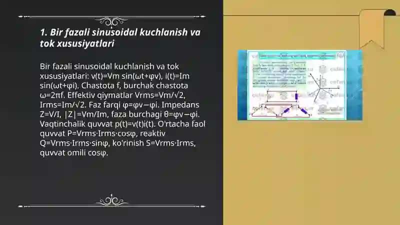 Bir fazali o'zgaruvchan tok elektr zanjirlari 3