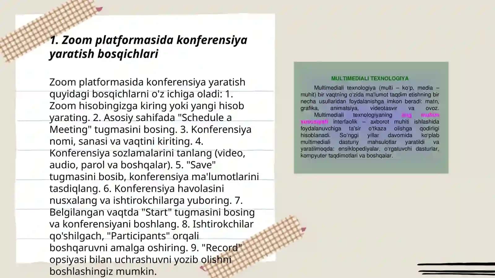 Zoom platformasida konferensiya yaratish va unga foydalanuvchilarni ulash va boshqarish 3