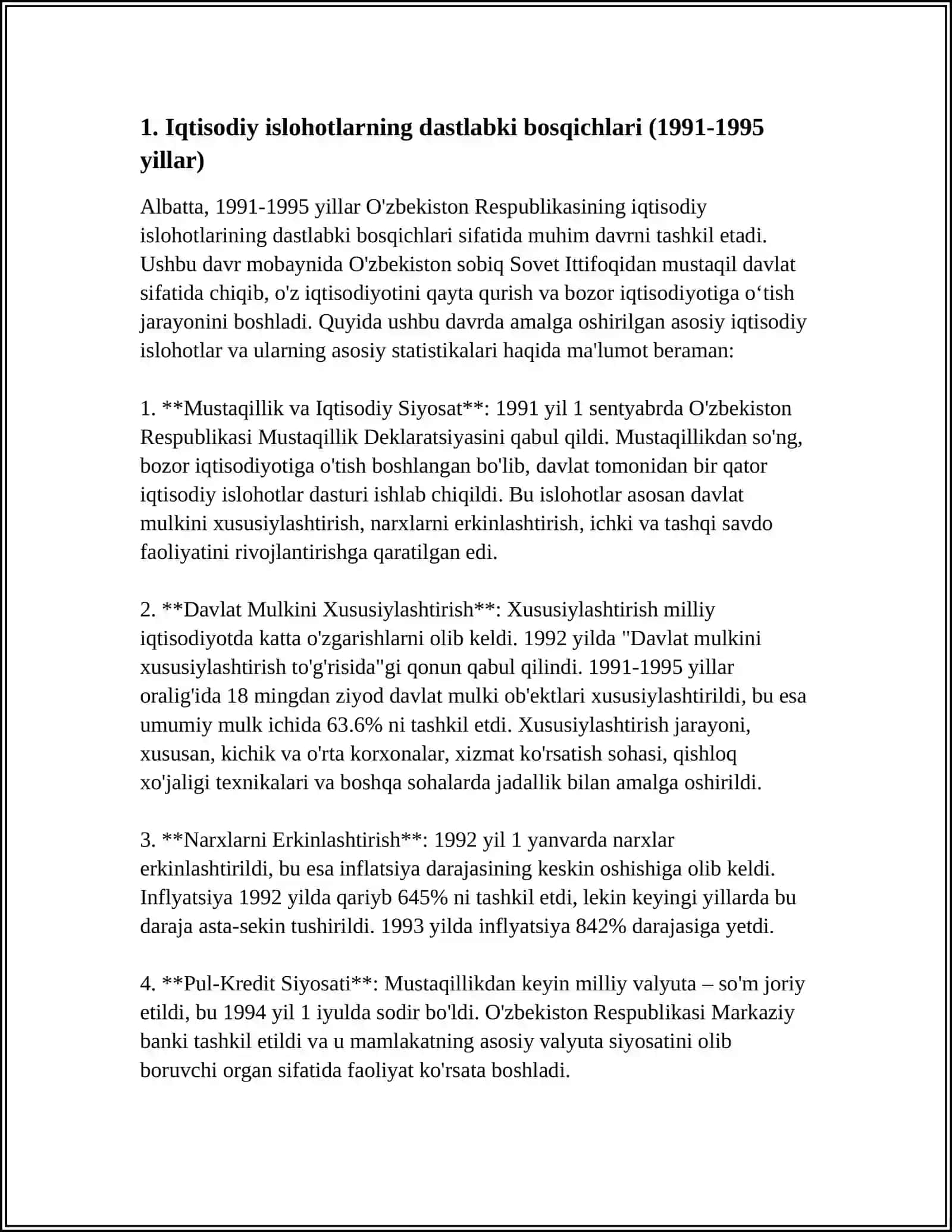 O'ZBEKISTON IQTISODIYOTINING RIVOJLANISH BOSQICHLARI,ULARNING USTUVOR YO'NALISHLARI 3