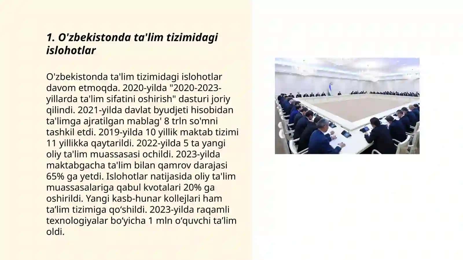 O'zbekistonda ta'lim tizimidagi islohotlar 3