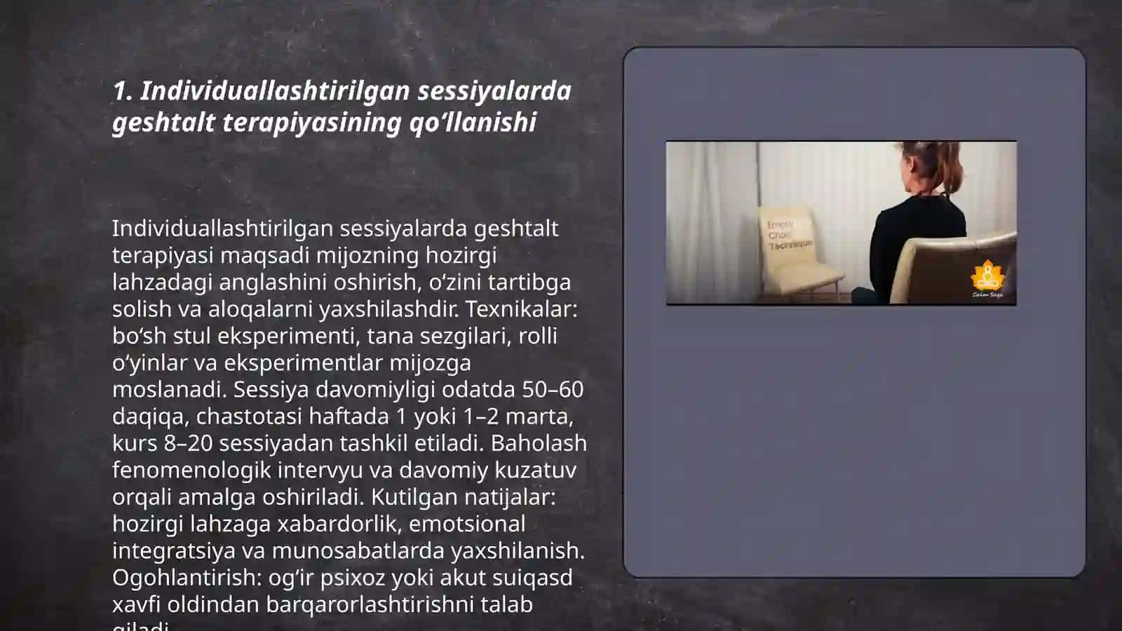 Individuallashtirilgan sessiyalarda geshtalt terapiyasi 3