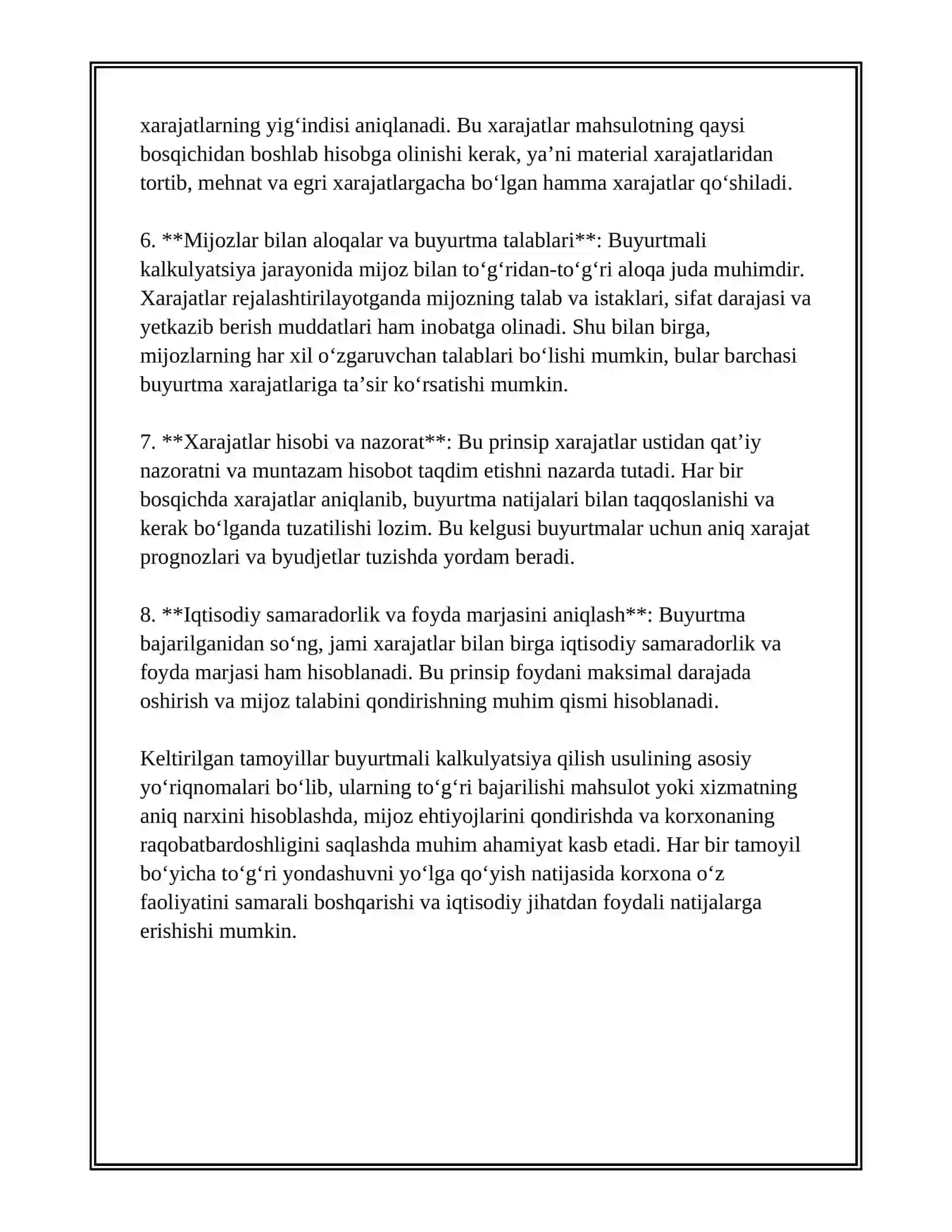 BUYURTMALI KALKULYATSIYA QILISH USULI 3