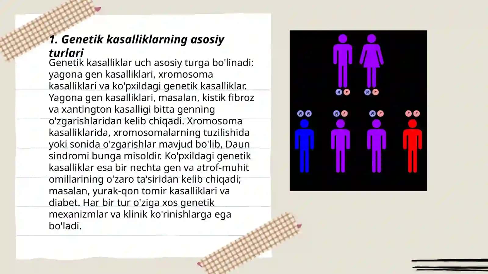 Gen kasalliklari.Odamlarda normal va patologik belgilarning irsiylanishi 3