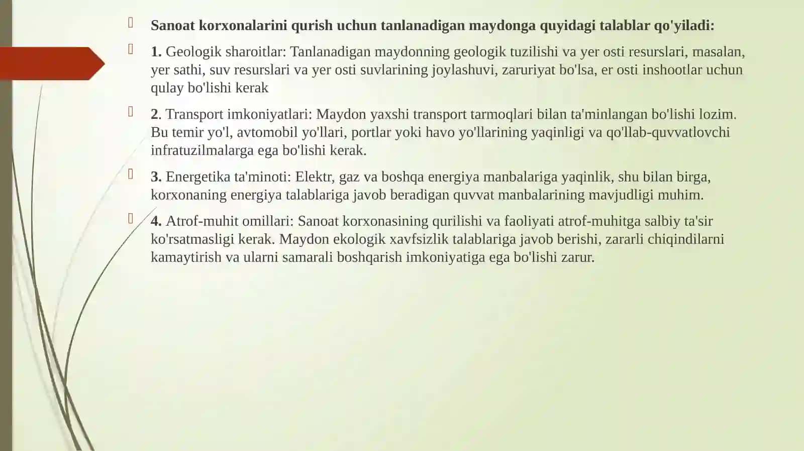 Sanoatkorxonalarini qurish uchun maydon tanlash 3