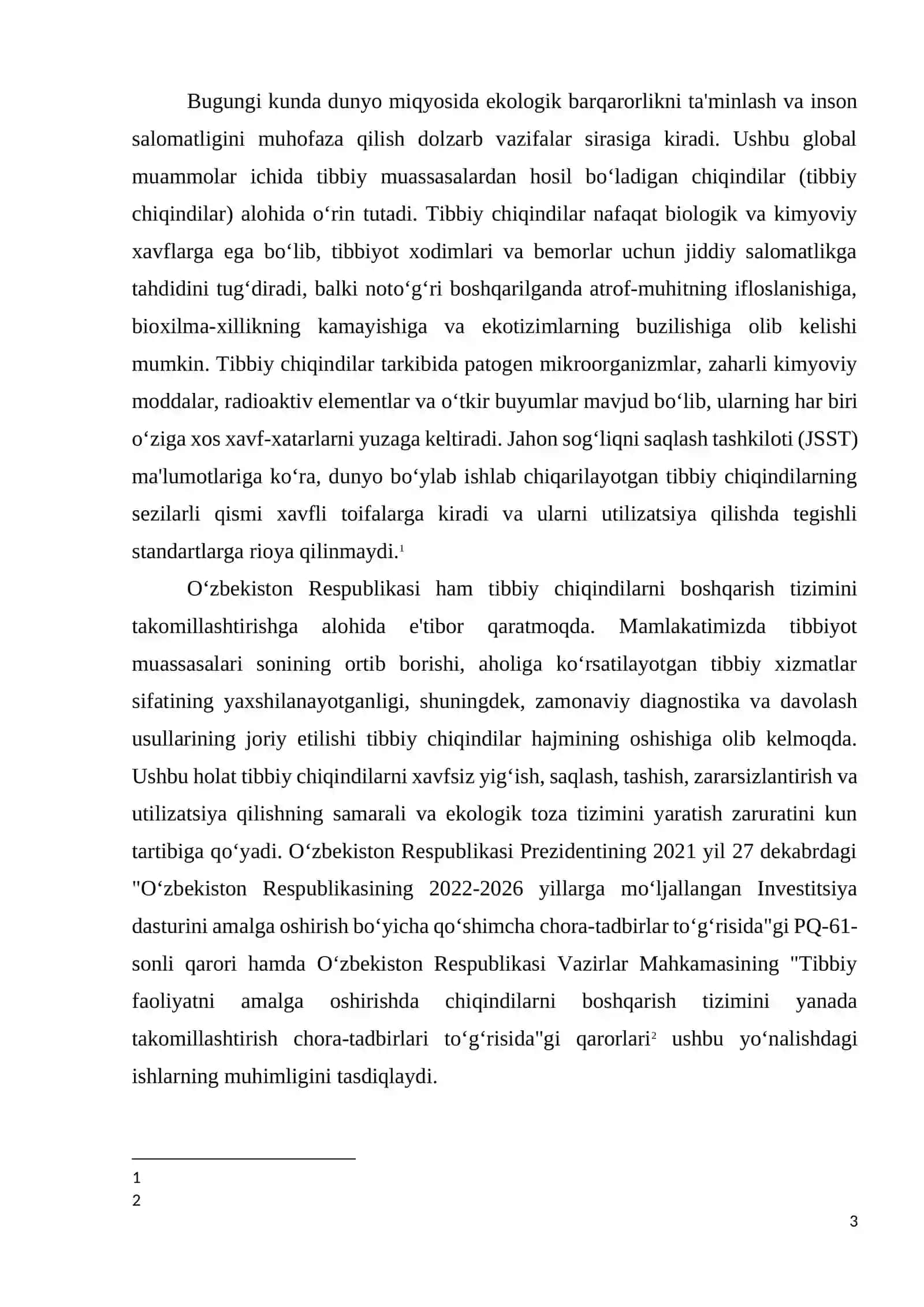 Tibbiy chiqindilar va ularning atrof-muhitga ta’sirini o‘rganish (termiz shahri misolida) 3