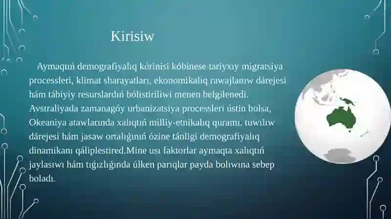 Xaliqlar geografiyasi páninenóz betinshe jumısı 3