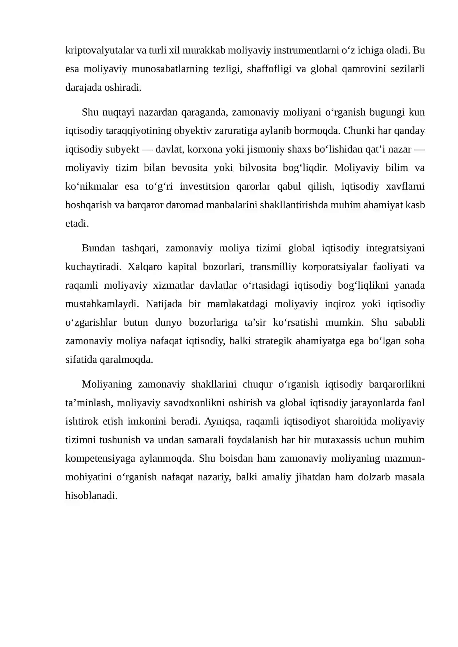 ZAMONAVIY MOLIYANING MAZMUN-MOHIYATI VA UNI O‘RGANISHNING OBYEKTIV ZARURLIGI 3