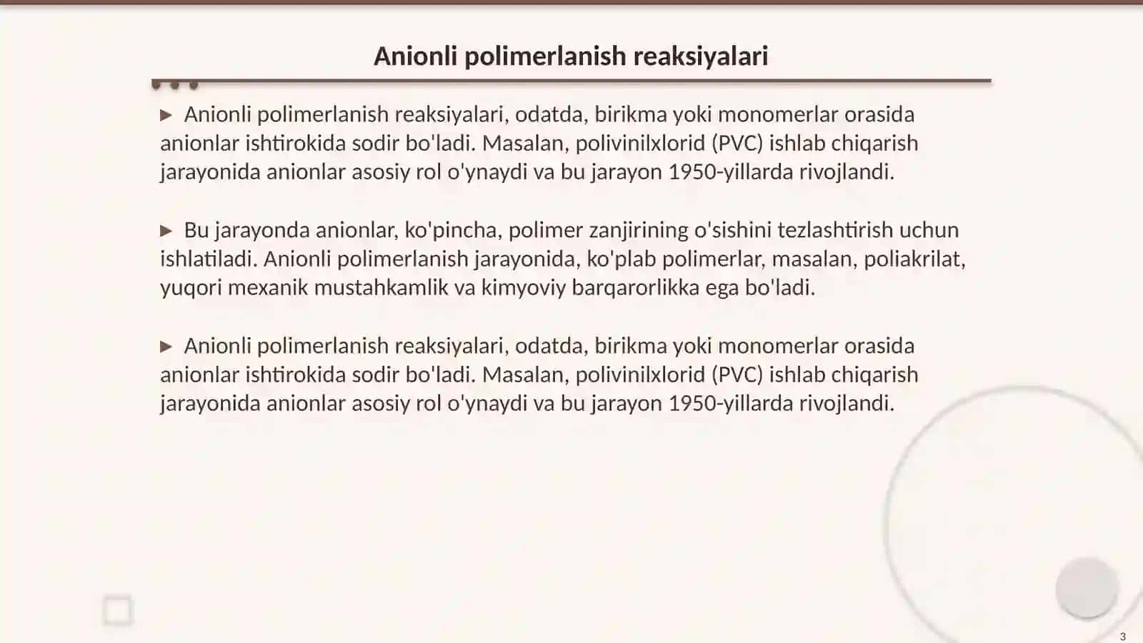 Aniоnli va kаtiоnli pоlimеrlаnish rеаksiyalаri vа ulаrning o‘zigахоs хususiyatlаri 3