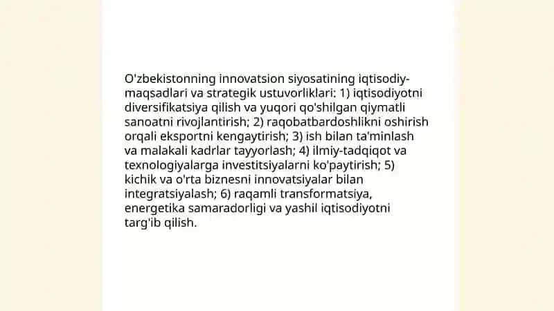 O'zbekistonning innovatsion siyosatining iqtisodiy asoslari 3