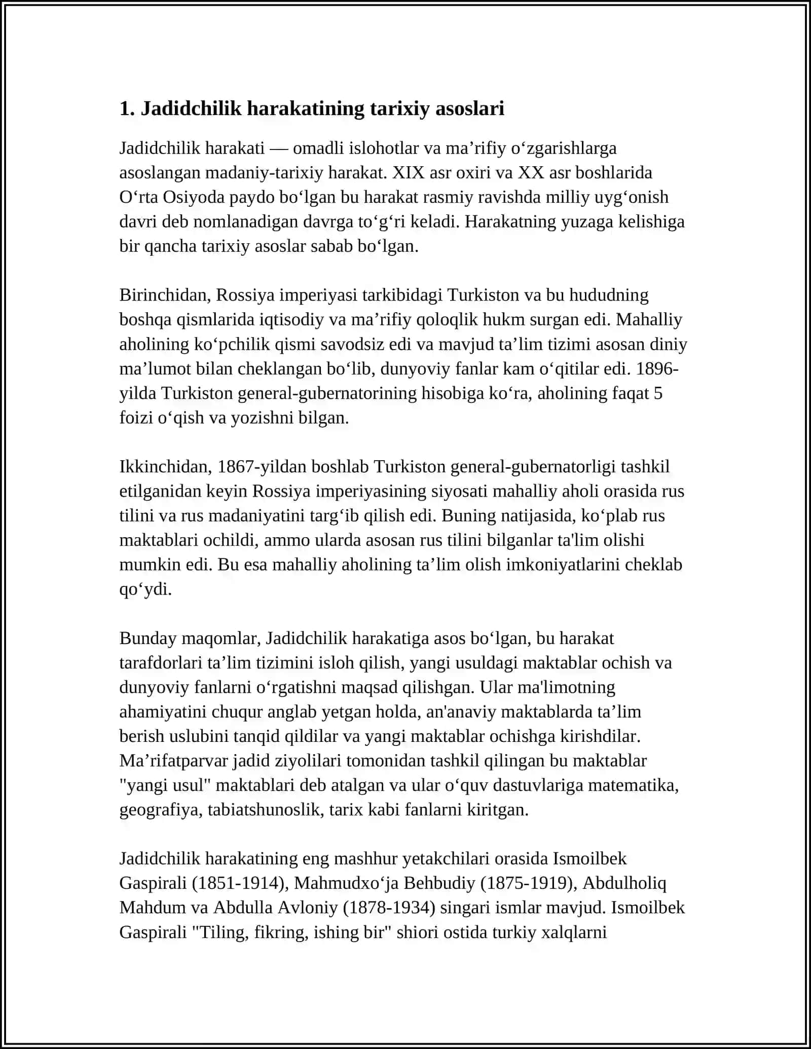 TURKISTONDAGI JADIDCHILIK HARAKATI VA UNING MAZMUN MOHIYATI 3