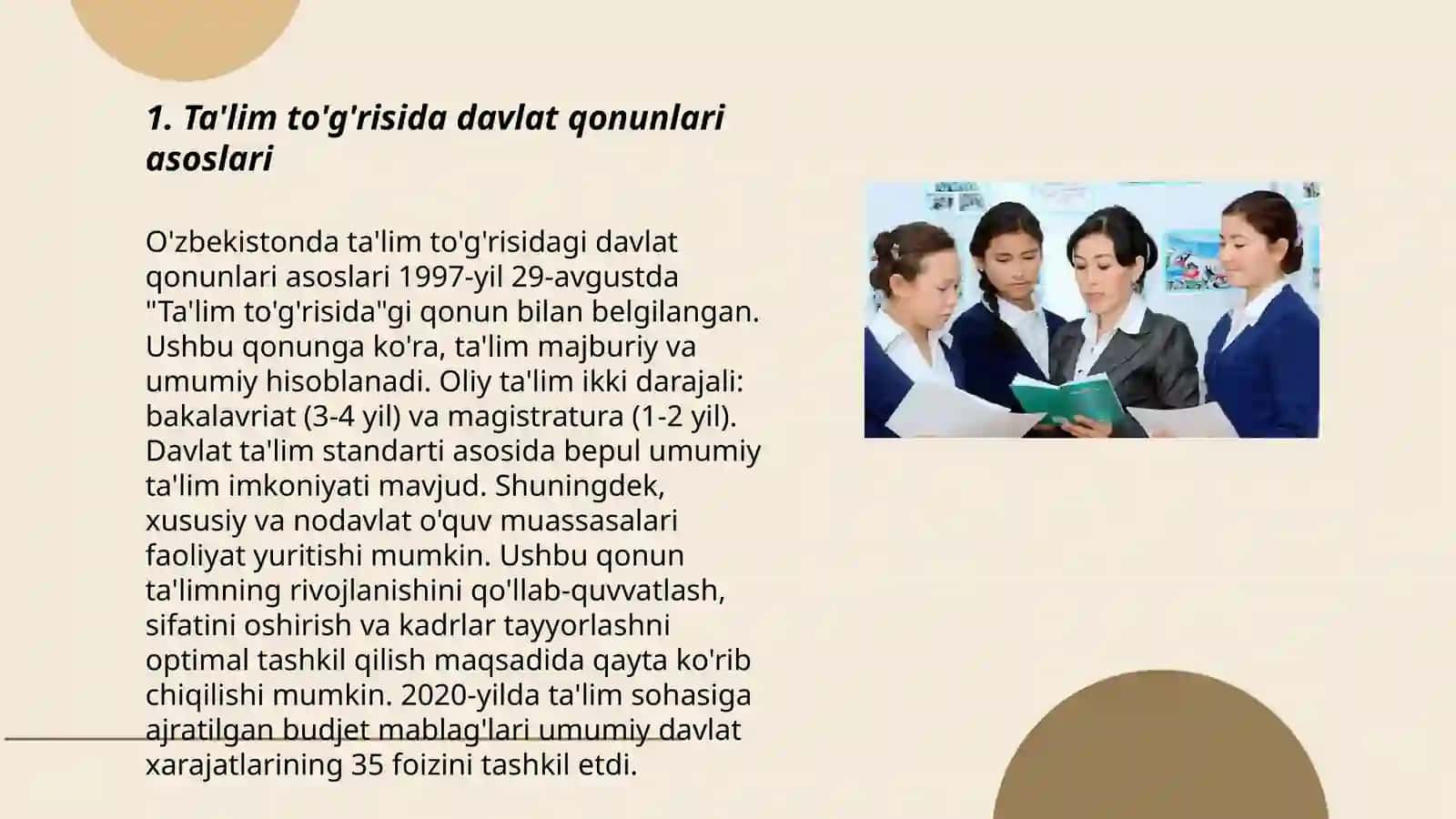 Ta'lim to'g'risida davlat qonunlari asoslari 3
