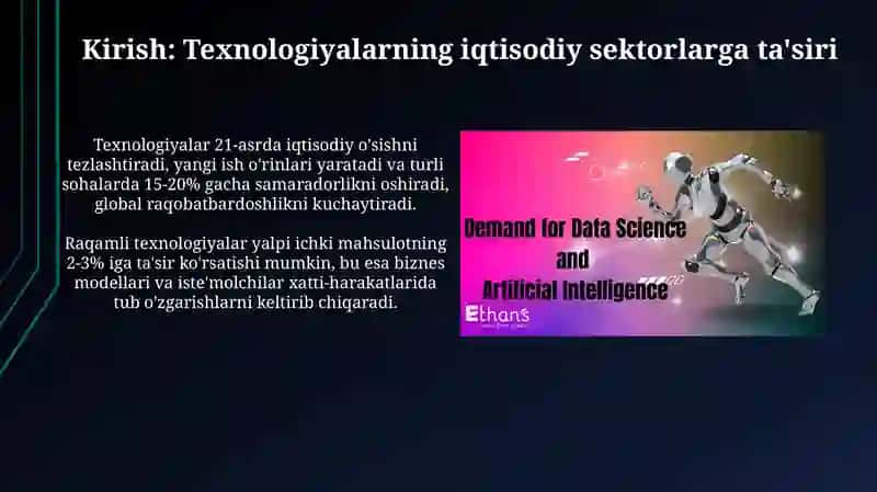 Blokcheyn, bulutli internet, sunʼiy intellekt, katta maʼlumotlar iqtisodiy tarmoqlarga qoʻllanishi 3