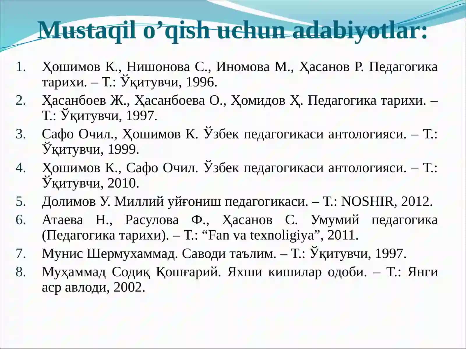 XVII АSRDАN XIX АSRNING YARMIGАCHА TАRBIYA, MАKTАB VА PЕDАGОGIK FIKRLАR RIVOJI 3