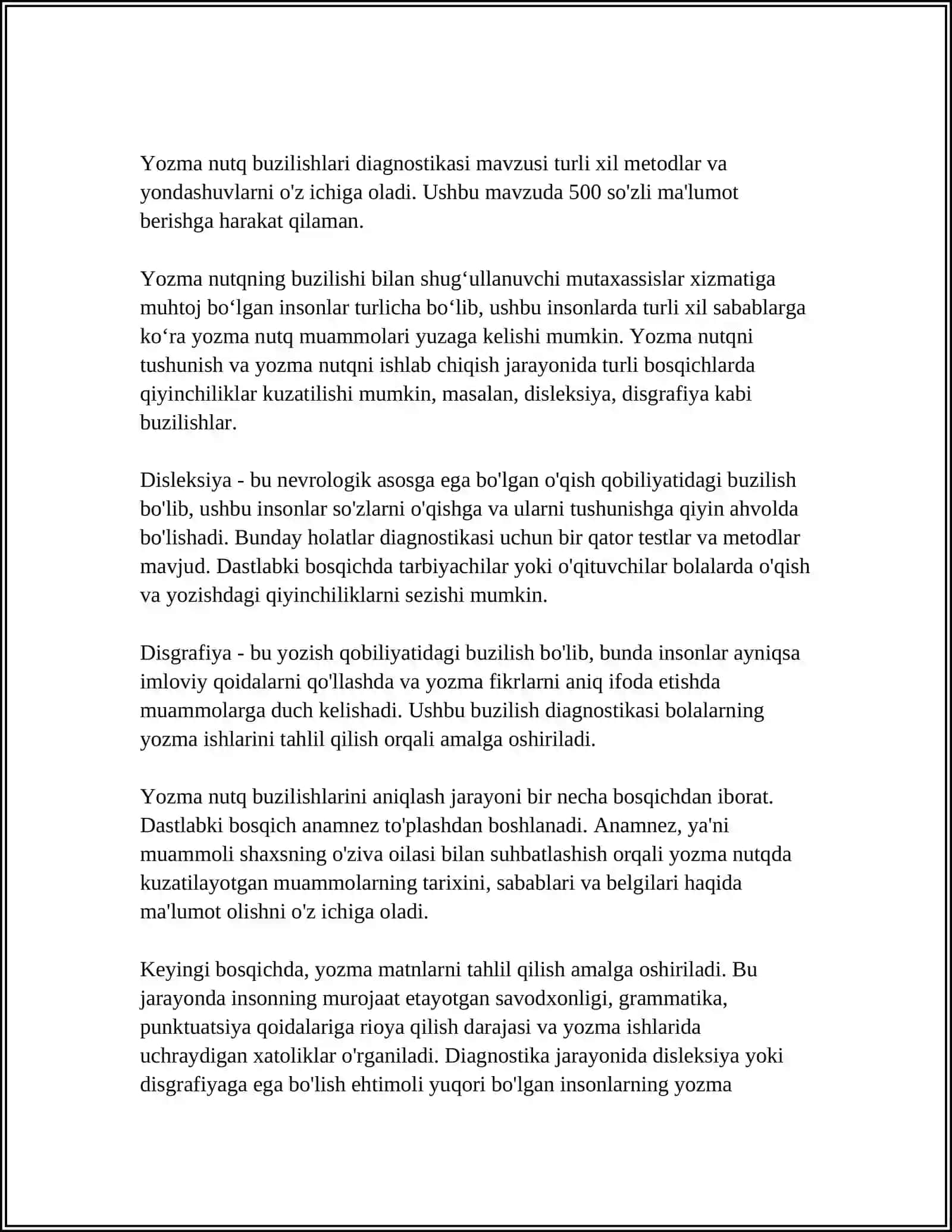 BOSHLANG'ICH SINF O'QUVCHILARIDA YOZMA NUTQ BUZILISHINING TEKSHIRISH METODIKALARI 3