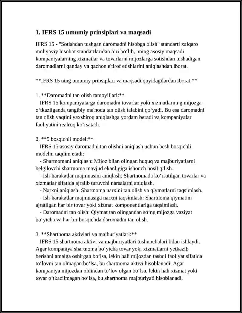 DAROMAD VA XARAJATLARNI TAN OLISH (IFRS 15 ASOSIDA) 3