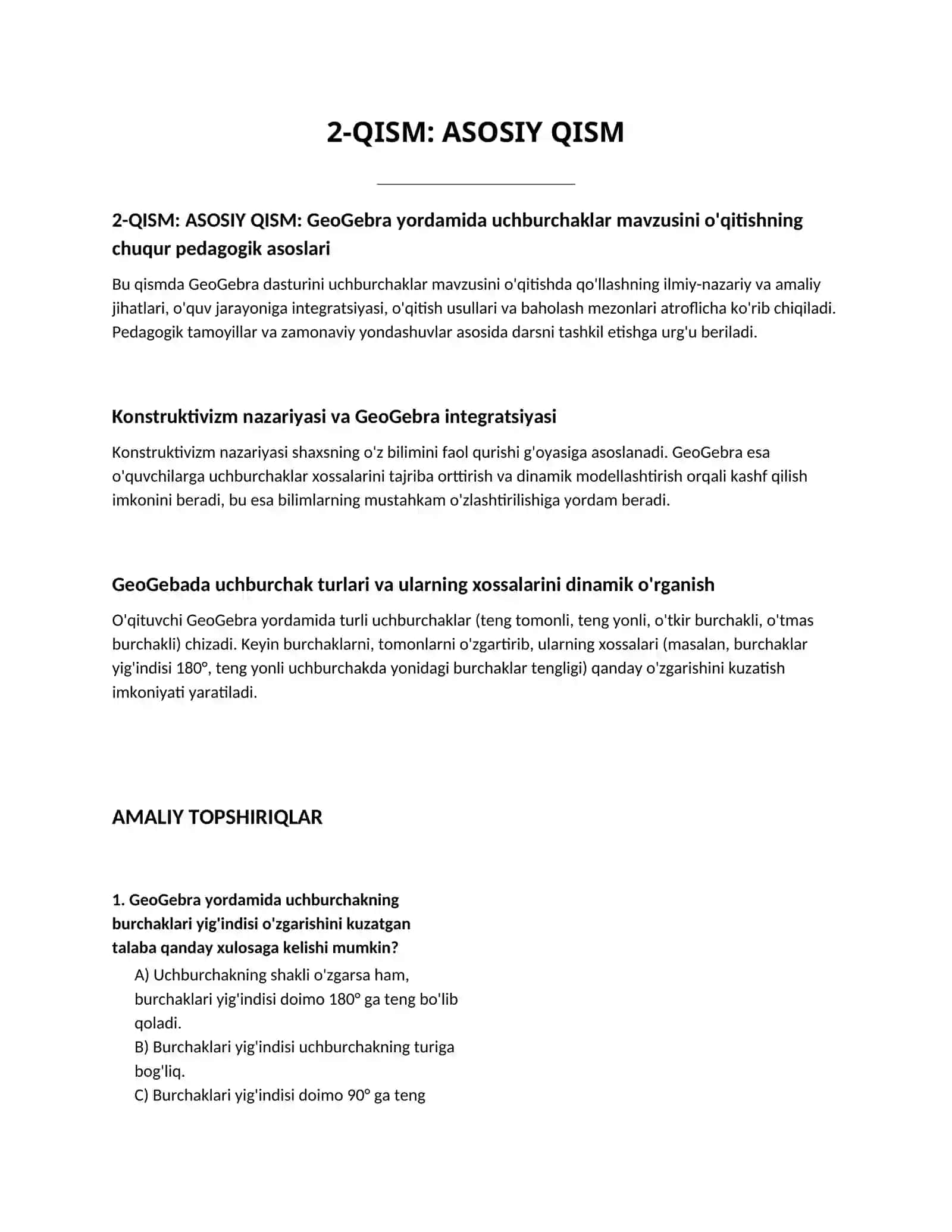Lesson on Uchburchaklar mavzusini o'qitishda geogebra dasturni qo'llanishi 3