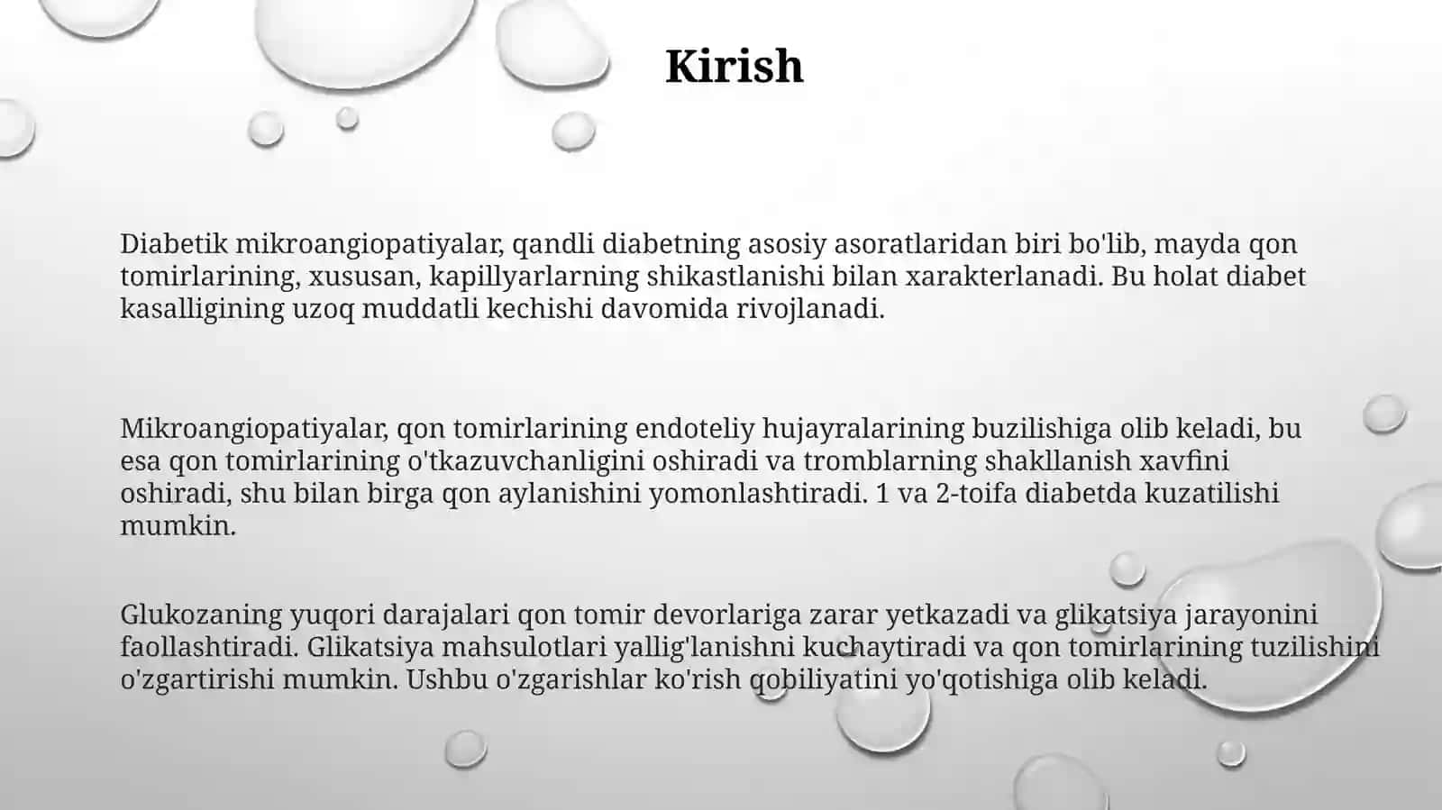 Diabetik mikroangiopatiyalar: Ta'rif va ahamiyat 3