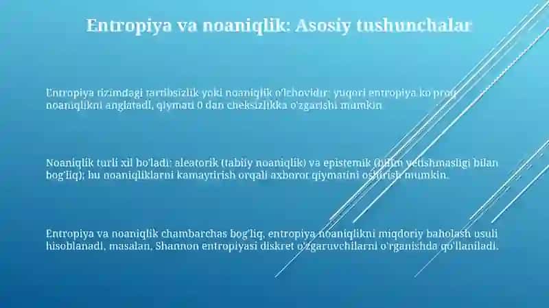 Entropiya, noaniqlik va axborot miqdorini baholash nazariyasi 3