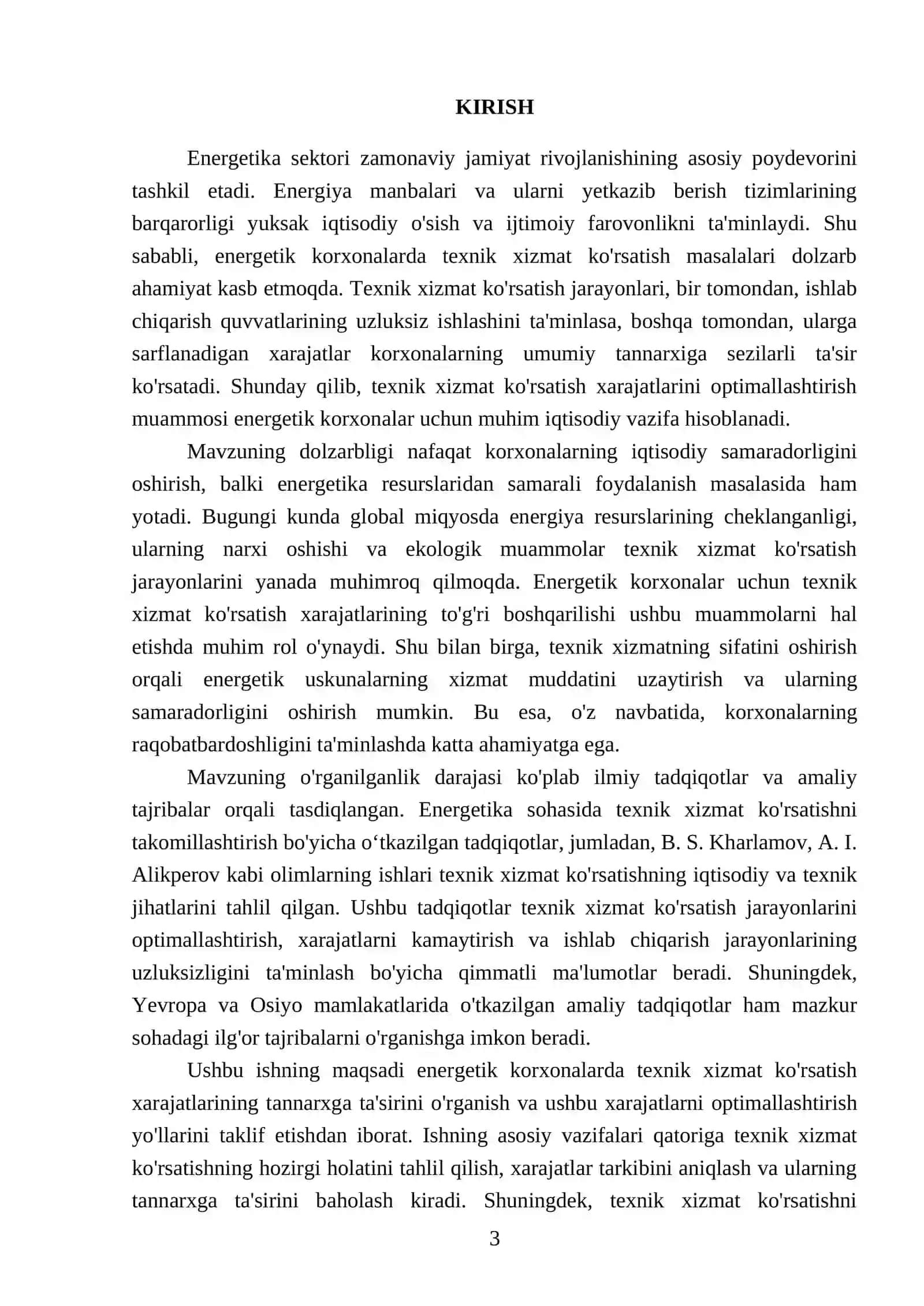 Energetik korxonalarda texnik xizmat xarajatlarini tannarxga ta’siri 3