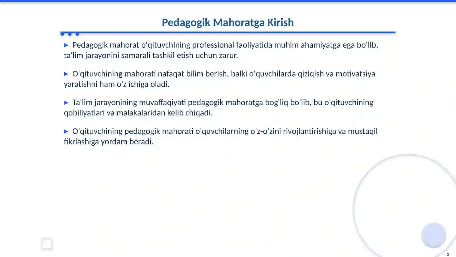Pedagogik Mahorat: O'qituvchi Faoliyatining Asosiy Komponentlari 3