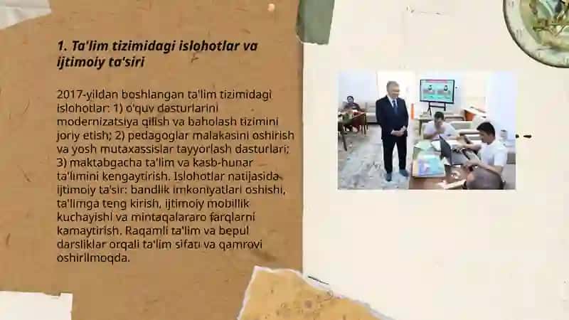 O'zbekistonda ijtimoiy sohada amalga oshirilayotgan o'zgarishlar mazmun va mohiyati 3