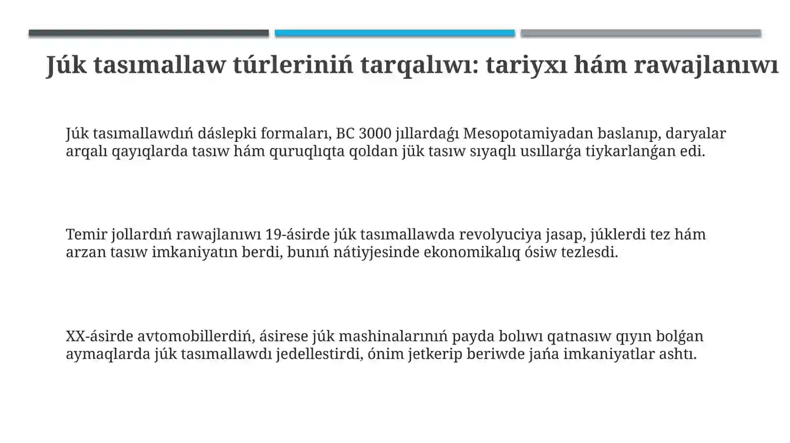 Júk tasımallaw túrlperi 3
