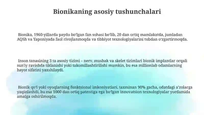 Bionika asoslari va uni inson hayotidagi o‘rni 3