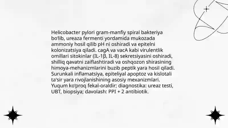 Oshqozon yara kasalliklari etiopatogenezi 3