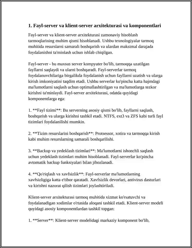 FAYIL-SERVER VA KLIYENT-SERVER TARMOQ TEXNOLOGIYALARI 3
