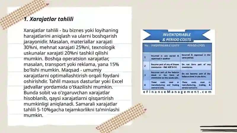 Xarajatlar va mahsulot tannarxini rejalashtirishning xususiyatlari 3
