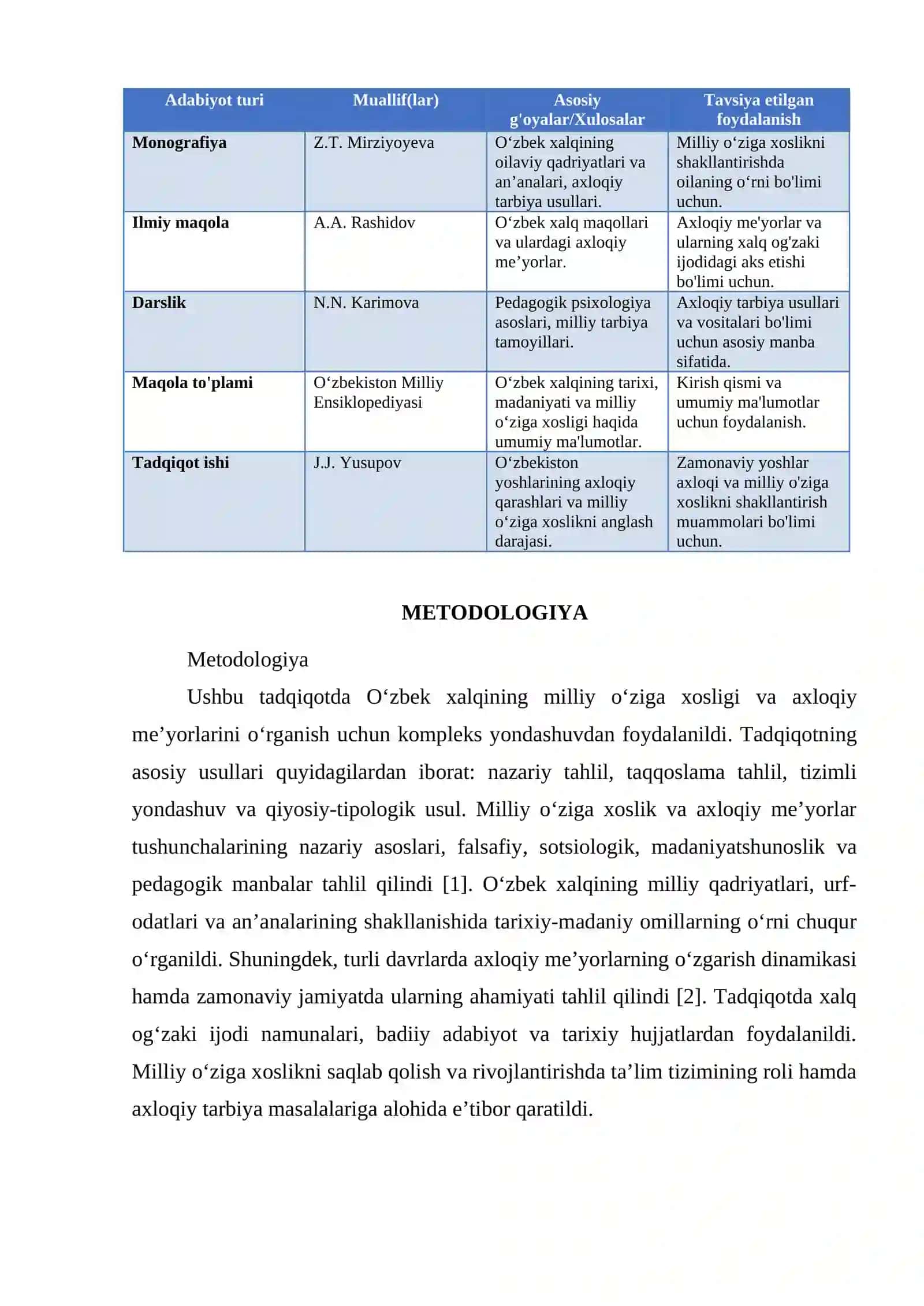O‘ZBEK XALQINING MILLIY O‘ZIGA XOSLIGI VA AXLOQIY ME‘YORLARI 3