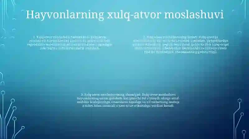 Hayvonot Olamining Yashash Tarzi, Ko‘Payishi Va Tarqalishi Va Turlari Haqidagi Bilimlarni O‘Zlashtirish Va Tahlil Qilishi 3