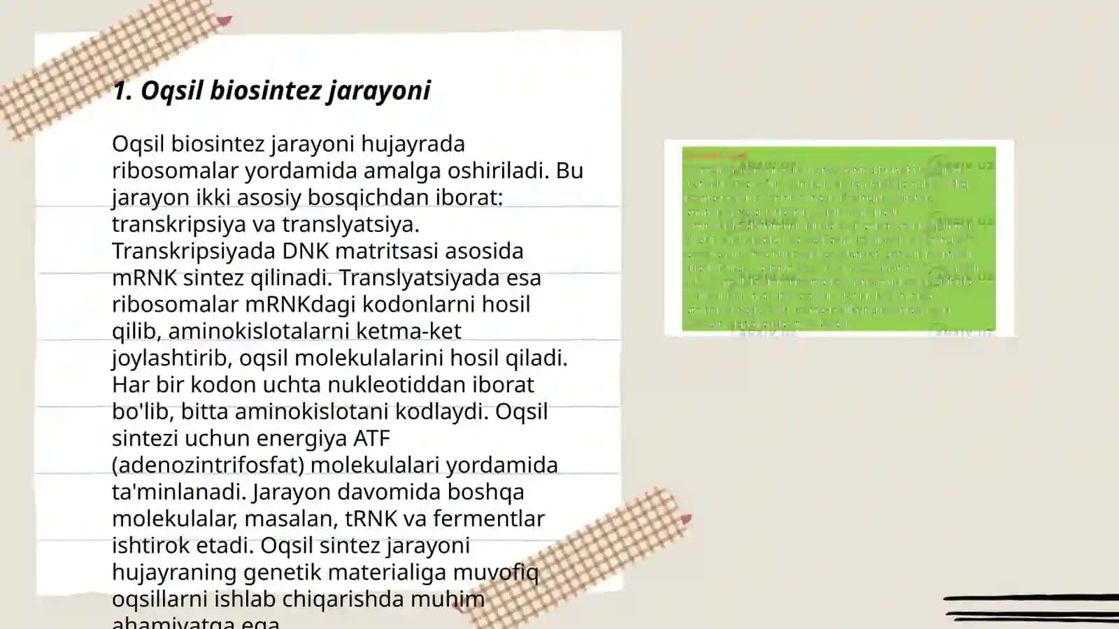 Oqsil biosintez jarayoni 3
