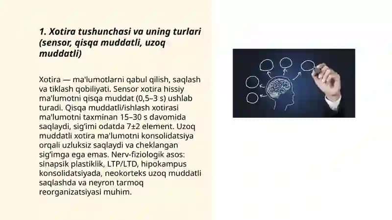 Xotira haqida tushuncha va uning nerv-fiziologik asosi 3