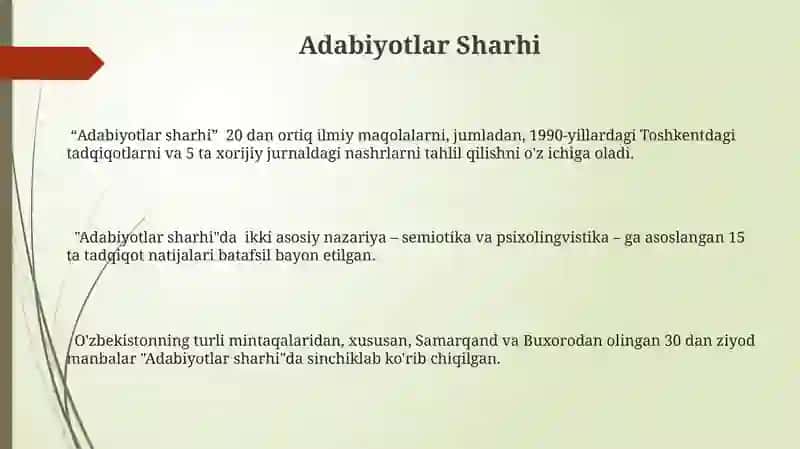 Adabiyotlar Sharhi 3