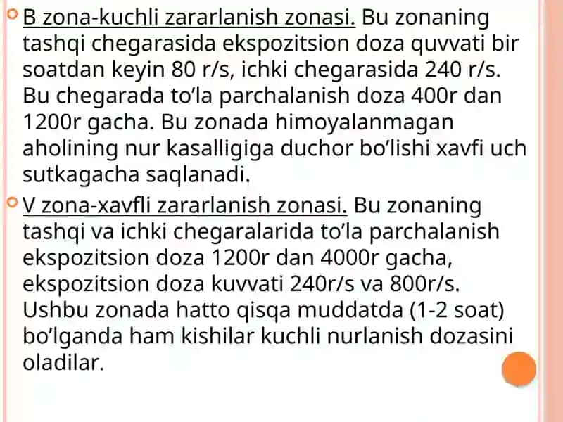 Favqulodda vaziyatni baholash.Radiatsion holat.Radiaktiv zararlanish manbaalari.Zonalar tavsifi 3