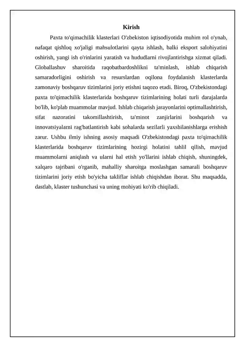 Paxta to'qimachilik klasterlarida boshqaruv tizimlarining roli va ahamiyati 3