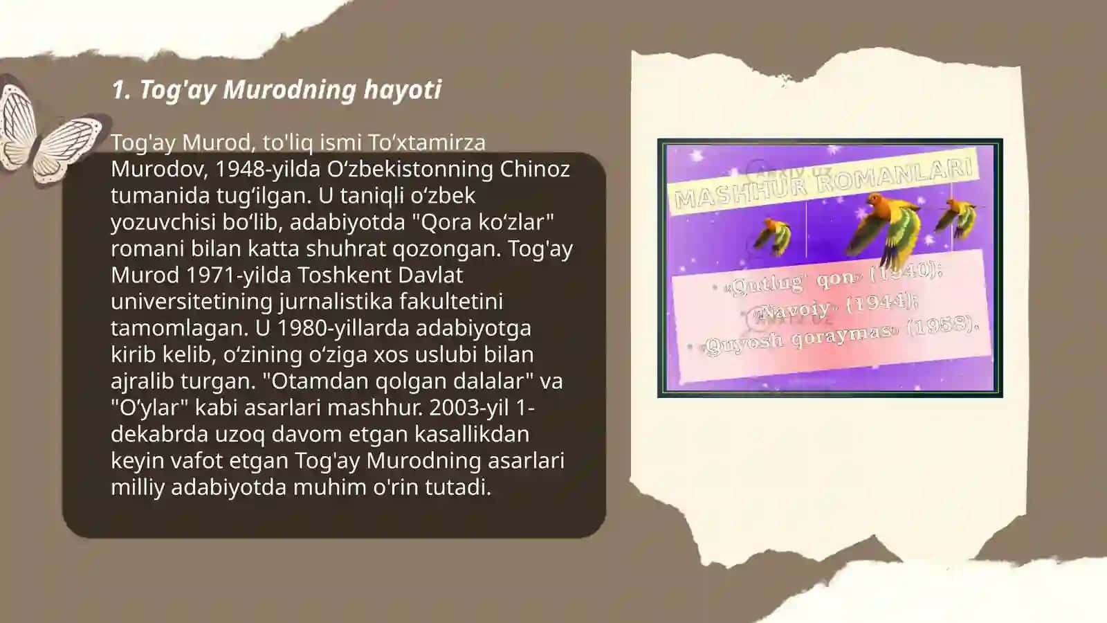 Tog'ay Murodning "Otamdan qolgan dalalar,, asari 3